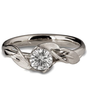 Leaves Engagement Ring #6 Platinum and Moissanite
