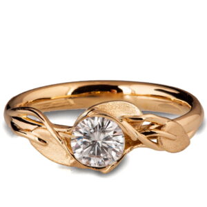 Leaves Engagement Ring #6 Rose Gold and Moissanite