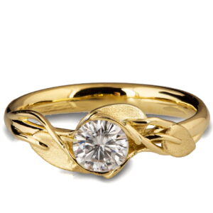 Leaves Engagement Ring #6 Yellow Gold and Diamond