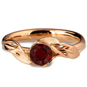 Leaves Engagement Ring #6 Rose Gold and Ruby