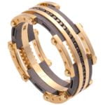 Men’s Wedding Band Yellow Gold and Black Diamonds