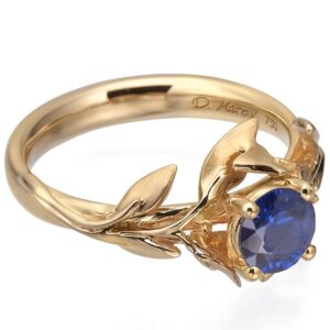Leaves Engagement Ring #4 Rose Gold and Sapphire