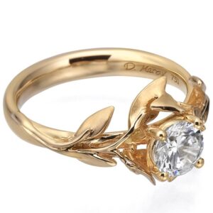 Leaves Engagement Ring Rose Gold and Diamond