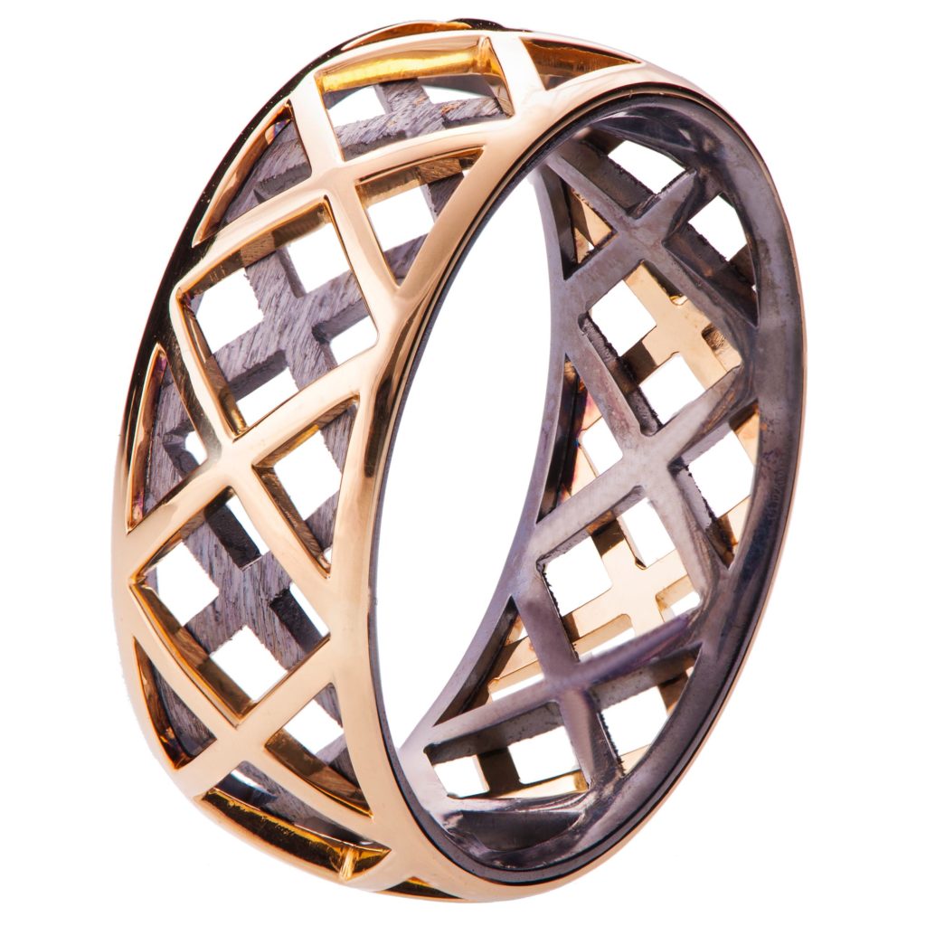 Men’s Wedding Band Rose Gold Grid