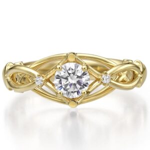 Yellow Gold Celtic Engagement Ring Set With Moissanite