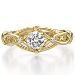 Yellow Gold Celtic Engagement Ring Set With Moissanite