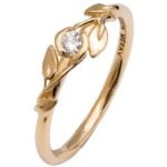 Leaves Engagement Ring Yellow Gold and Diamond