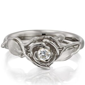 Rose Engagement Ring White Gold and Diamond