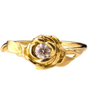 Rose Engagement Ring #4 Yellow Gold and Diamond