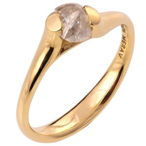 Raw Diamond Tension Engagement Ring Yellow Gold