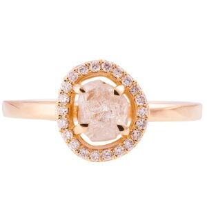 Raw Diamond Halo Engagement Ring Rose Gold Catalogue