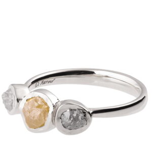 Raw Diamond Three Stone Engagement Ring Platinum Catalogue