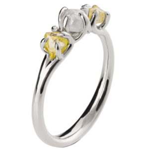 Raw Diamond Three Stone Engagement Ring Platinum Catalogue
