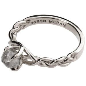 Raw Diamond Braided Engagement Ring White Gold