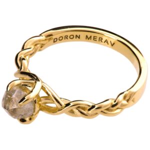 Raw Diamond Braided Engagement Ring Yellow Gold 2 Catalogue