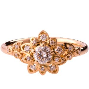 Flower Engagement Ring Set With Diamonds