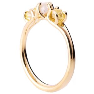 Raw Diamond Three Stone Engagement Ring Yellow Gold Catalogue