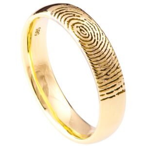 Finger Print Wedding Band Yellow Gold