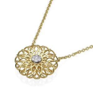 Yellow Gold Mandala Diamonds Pendant