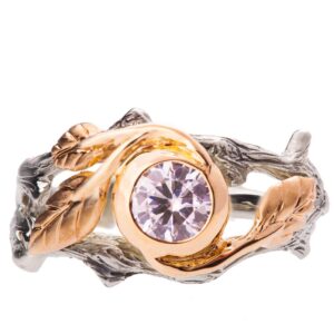 Twig and Leaf Engagement Ring Rose Gold and Moissanite 8 Catalogue