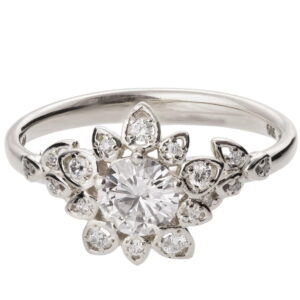 Flower Engagement Ring Platinum and Moissanite 2B