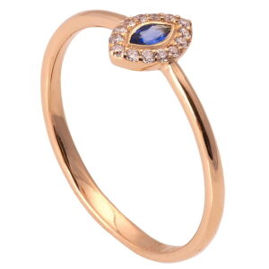 Marquise Cut Engagement Ring Rose Gold Sapphire and Diamonds R014