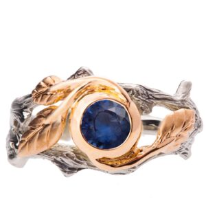 Twig and Leaf Engagement Ring Rose Gold and Sapphire 8 Catalogue
