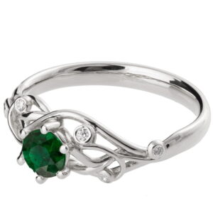 Knot Engagement Ring White Gold and Emerald ENG17 Catalogue
