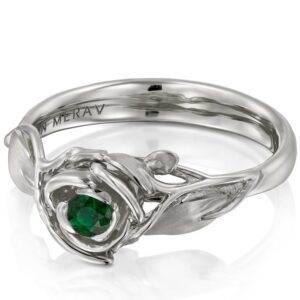 Rose Engagement Ring #3 Platinum and Emerald Catalogue