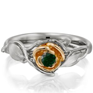 Rose Engagement Ring #3 Two Tone Rose Gold and Emerald Catalogue