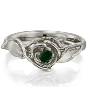 Rose Engagement Ring #3 Platinum and Emerald Catalogue