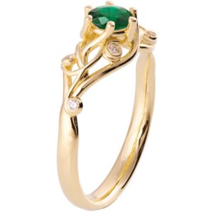 Knot Engagement Ring Yellow Gold and Emerald ENG17 Catalogue