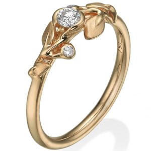 Leaves Engagement Ring #14B Rose Gold and Diamond