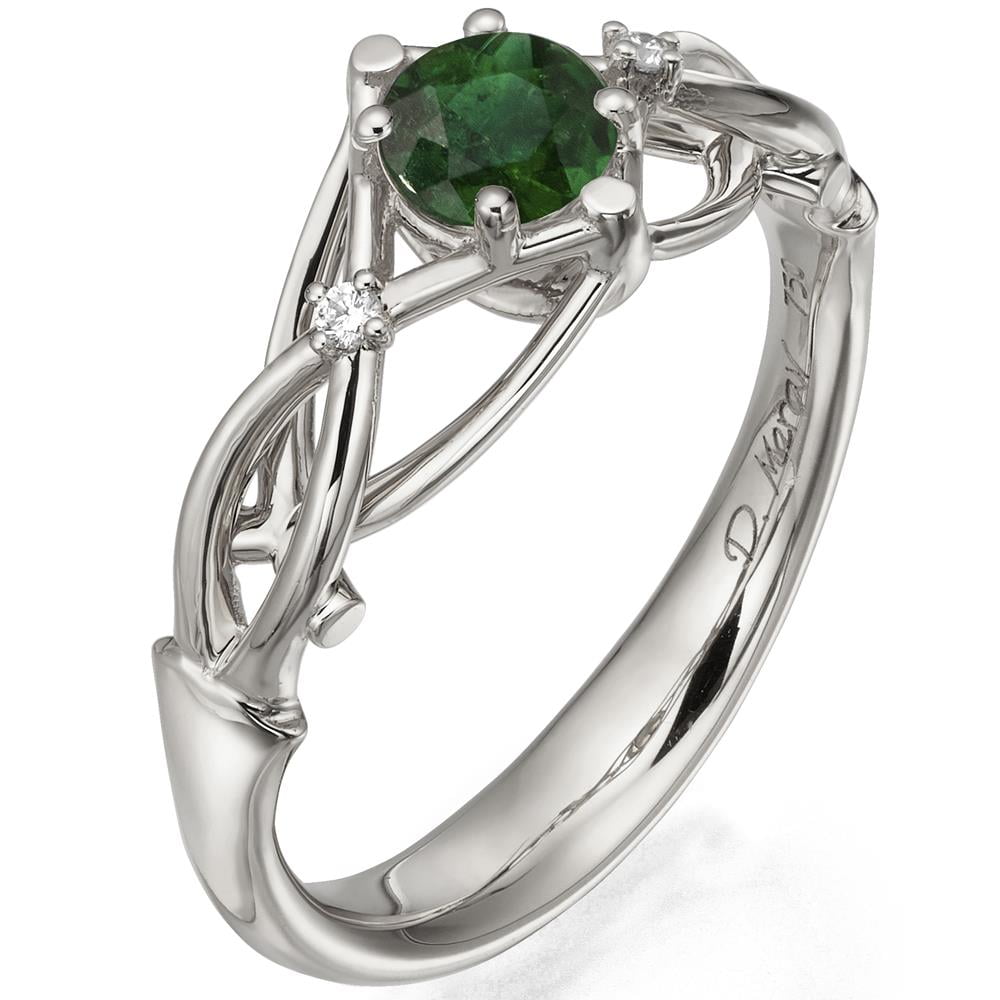 Lab emerald engagement ring / Cornus, round cabochon | Eden Garden Jewelry™