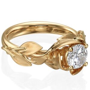 Leaves Engagement Ring #7 Rose Gold and Diamond