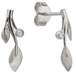 White Gold Diamonds Leaf Earrings