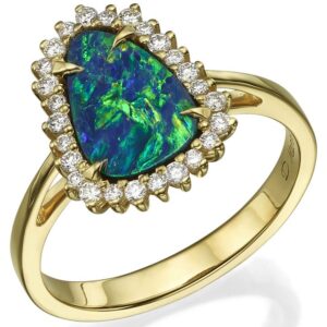 Black Opal and Diamonds Yellow Gold Ring Catalogue