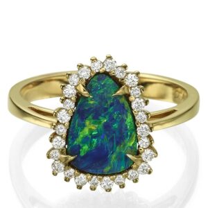 Black Opal and Diamonds Yellow Gold Ring Catalogue