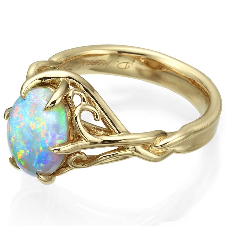 Opal Celtic Engagement Ring Yellow Gold 10 - Doron Merav