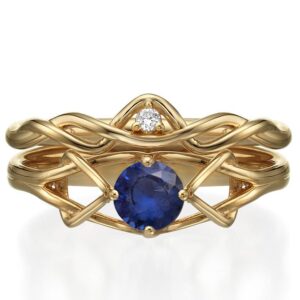 Celtic Bridal Set Rose Gold and Sapphire ENG10 Catalogue