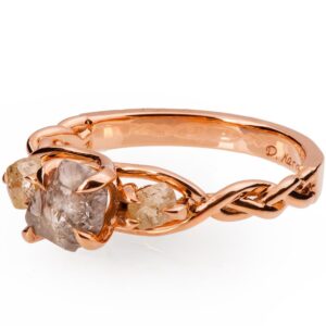 Braided Raw Diamond Engagement Ring Rose Gold Catalogue