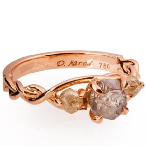 Braided Raw Diamond Engagement Ring Rose Gold Catalogue