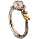 Raw Diamond Twig Engagement Ring Yellow Gold