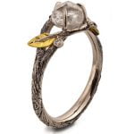 Raw Diamond Twig Engagement Ring Yellow Gold