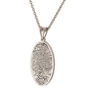White Gold Finger Print Pendant, Personalized Pendant,