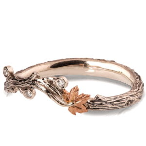 Twig and Rose Gold Maple Leaf Wedding Band