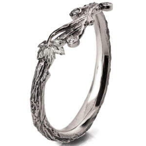 Twig and Maple Leaf Wedding Band Platinum