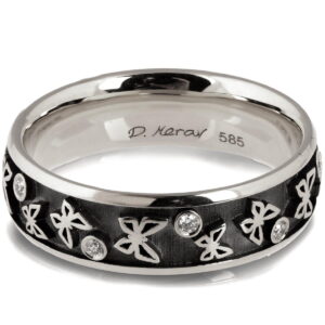 Platinum Black Butteflies Wedding Band Catalogue