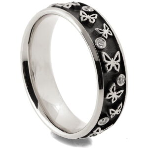 Platinum Black Butteflies Wedding Band Catalogue
