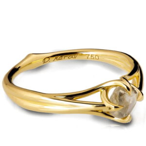 Yellow Gold Solitaire Raw Diamond Engagement Ring